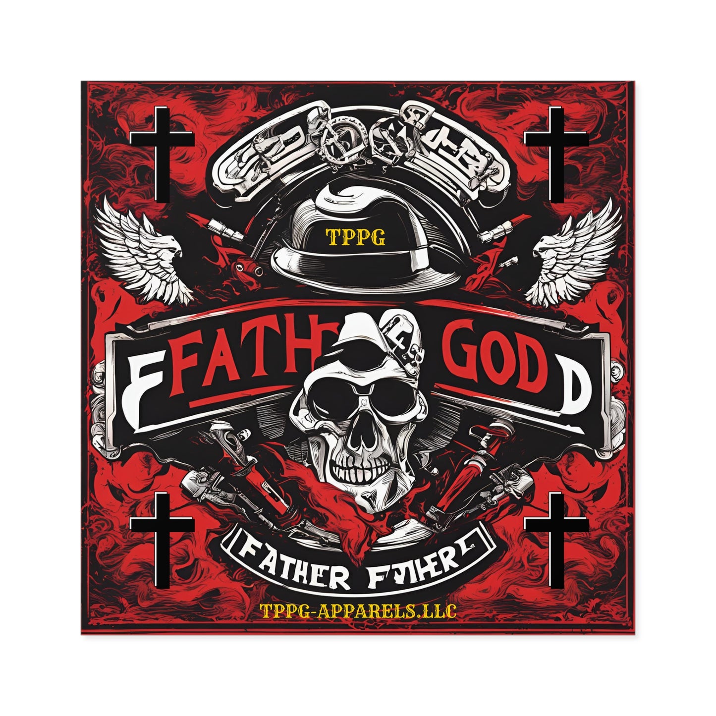 Square "Father God-Biker/Motorcycle" Stickers (Indoor\Outdoor)