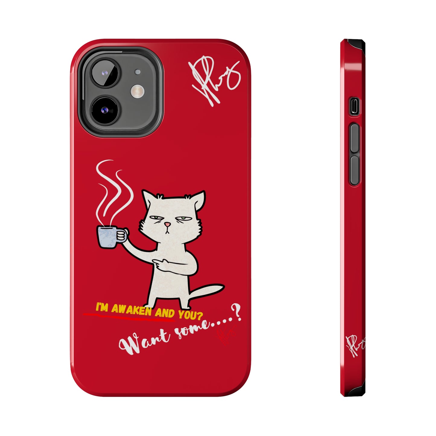 This Lovely Bold Red - Cutie "Coffee Cat" Pet Design Verision from the 'TPPG Collection' Line carries Several sizes of the "iPhone Series" Tough Phone Cases