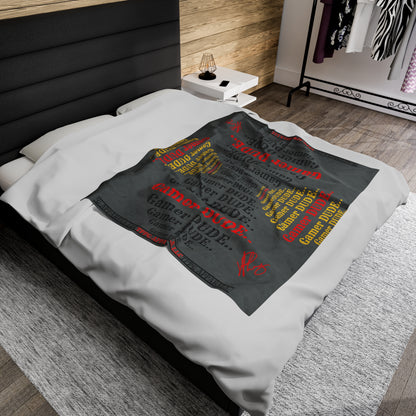 Ok Guys, another Bold Grey Gamer Style Blanket from the "TPPG-Apparels" Brand Presents one of it's koolest designs on this Grey Velveteen Plush Blanket