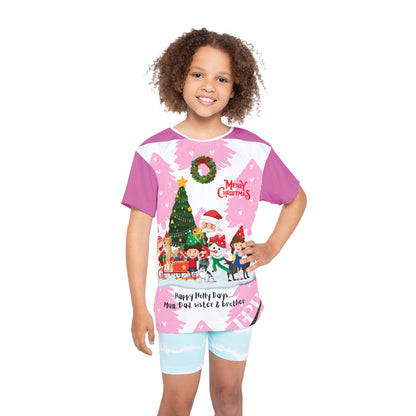 Kids (Lt. Pink Base) 'Holiday/Christmas' Sports Jersey/Tee - By:"TPPG-Apparel" Juniors Collections