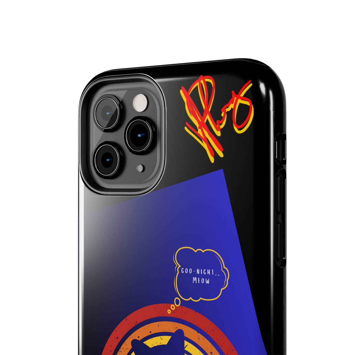 Our Cutest "Goo Night Meow.." Pet Designs (in a Bold Purple/Blue/Black Base Color) Verision from the 'TPPG Collection' Line carries Several sizes of the "iPhone Series" Tough Phone Cases