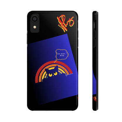 Our Cutest "Goo Night Meow.." Pet Designs (in a Bold Purple/Blue/Black Base Color) Verision from the 'TPPG Collection' Line carries Several sizes of the "iPhone Series" Tough Phone Cases