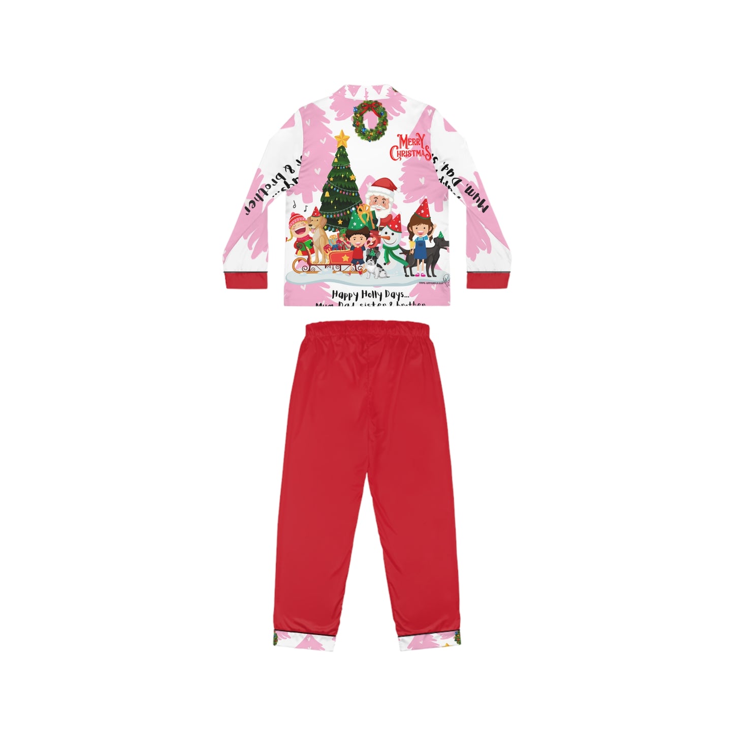 "TPPG-Apparels" Red Base: (UGLY-Holiday) Women's 95% Satin Pajamas