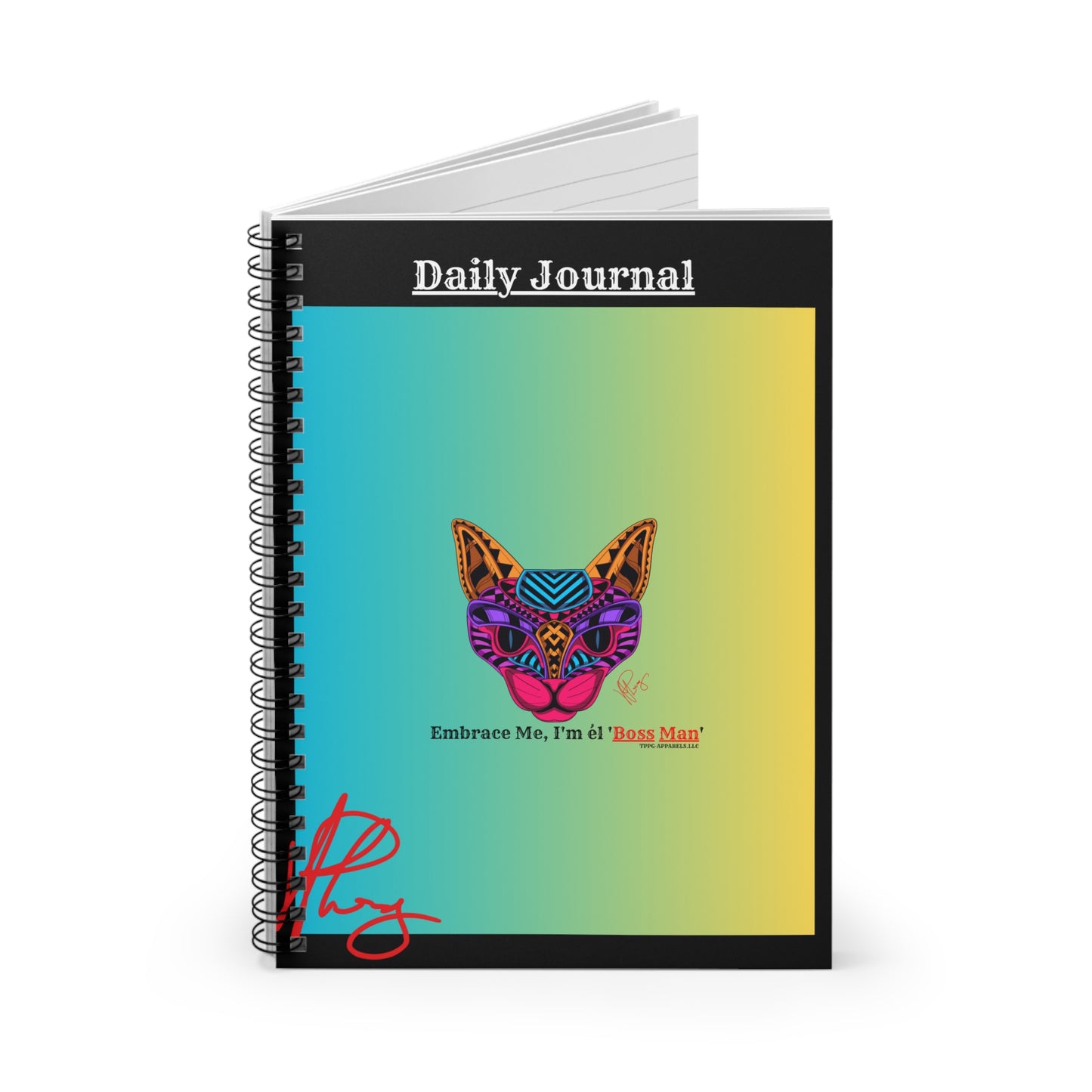 This stylish Cat Design -118 Ruled Line-59 sheets Spiral Ruled Line Notebook - By the "TPPG-Apparels" Stylish Brands Collection