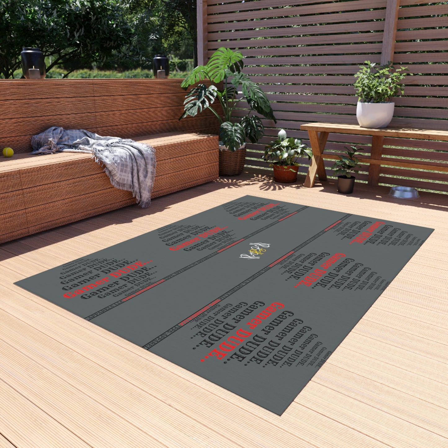 'Gamer' Style Grey Durable Outdoor Rug