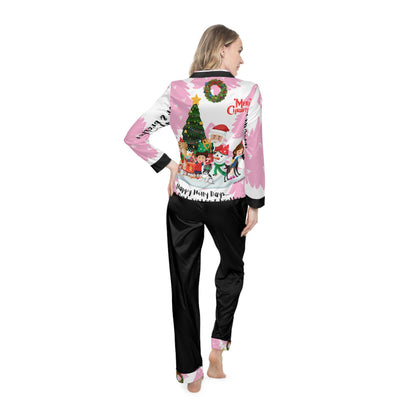 "TPPG-Apparels" Satin Jet Black Base: (UGLY-Holiday) Women's 95% Satin Pajamas