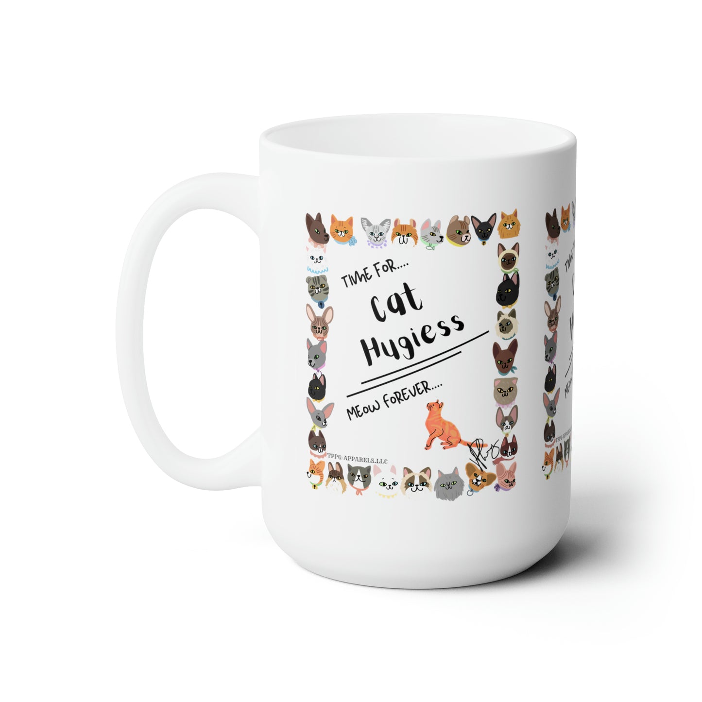 White 15oz "Ailurophile/Cat Lovers" Style Ceramic Mug Grabs the Attention of all who Views It!!-By the 'TPPG-Apparels' Brand Collection