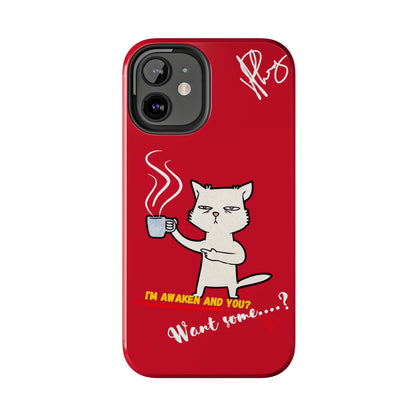 This Lovely Bold Red - Cutie "Coffee Cat" Pet Design Verision from the 'TPPG Collection' Line carries Several sizes of the "iPhone Series" Tough Phone Cases