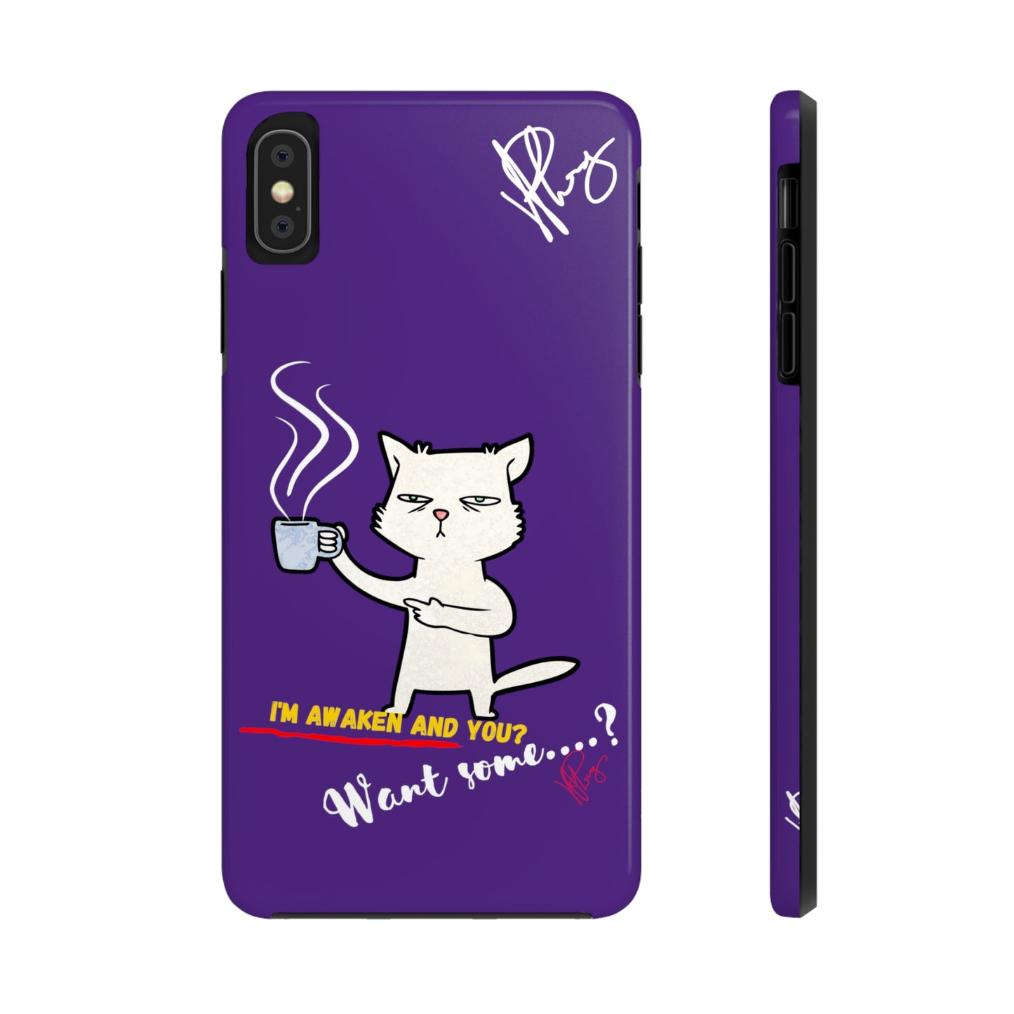 Lovely Bold Purple - Cutie "Coffee Cat" Pet Design Verision from the 'TPPG Collection' Line carries Several sizes of the "iPhone Series" Tough Phone Cases