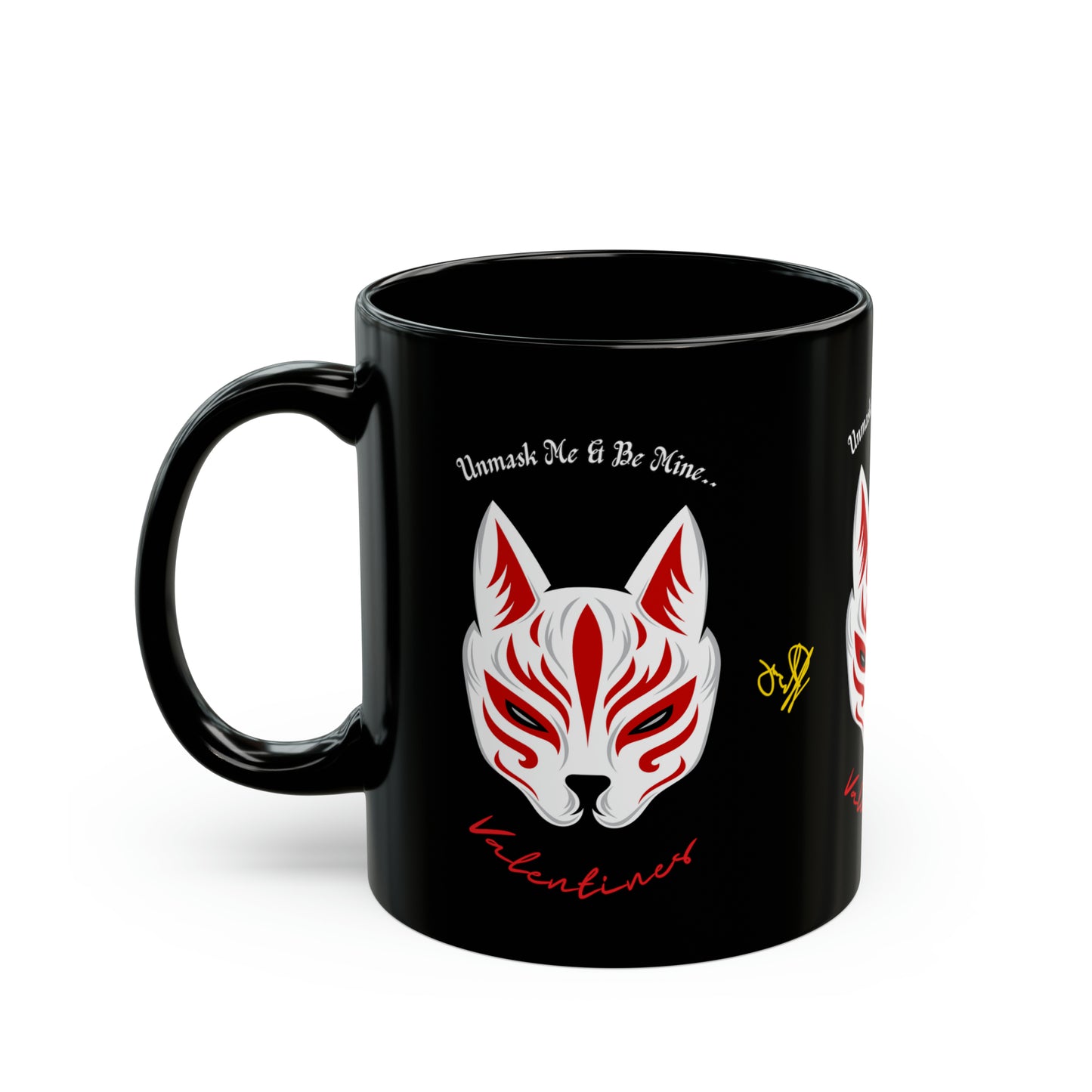 Black 'Valentine - Cat' Mug (11oz, 15oz)