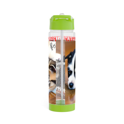 This cute clear 25oz 'We're Sorryyyyyy' Pet Design.. INFUSER Water Bottle by the "TPPG-Apparels Brand" Pet Collection