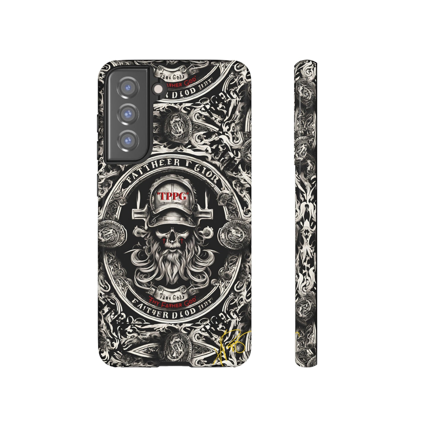 "Father God" iPhone/Google Pixel & Samsung Tough Phone Case (Black/Red & Grey)