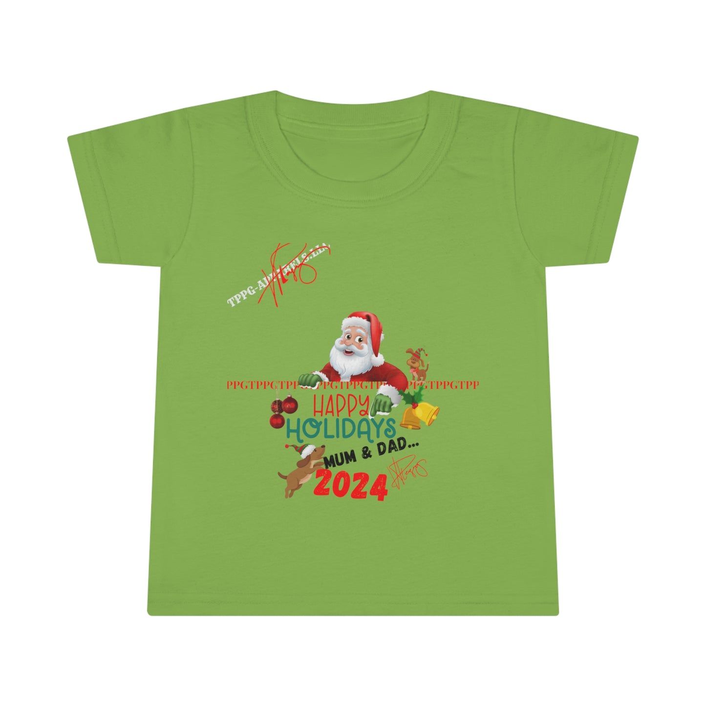 Mum & Dad Happy Holiday 'Gildan' (Double-Stitched & Tear-Away Label) Soft & Colorful Toddler T-shirt By:"TPPG-Apparels" Infant/Toddler Holiday Collections