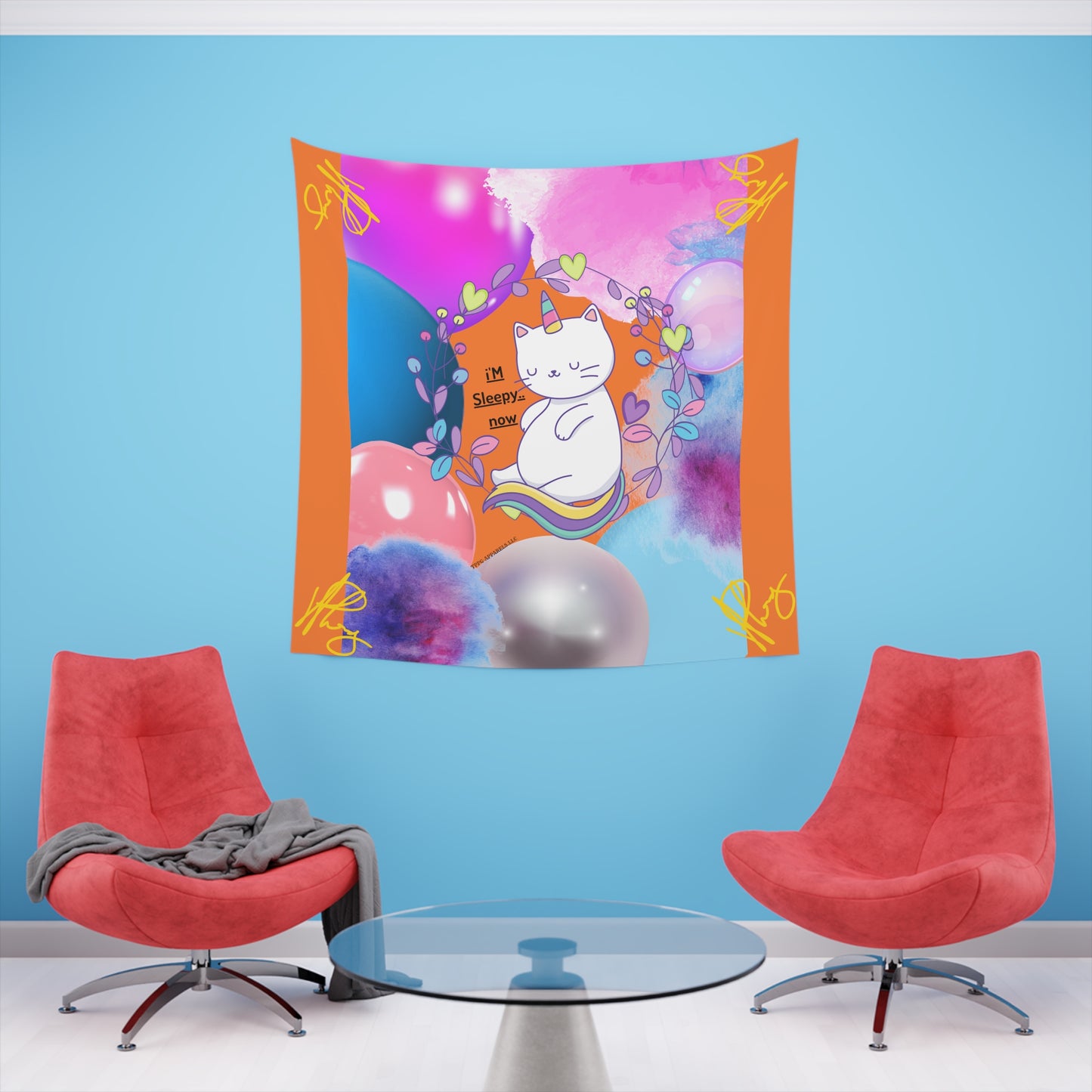 100% Polyester (I'm Sleepy, Now) Printed Wall Tapestry (Crusta Base color) from "TPPG Collections"