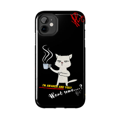 Another Cute "Coffee Cat" Pet Design (in a Simple but Bold Black & White Base Color) Verision from the 'TPPG Collection' Line carries Several sizes of the "iPhone Series" Tough Phone Cases