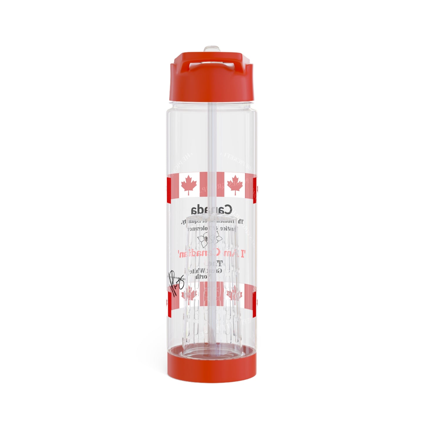 Clear 25oz 'Canada' Style Design.. INFUSER Water Bottle by the "TPPG-Apparels Brand" Canada Collection