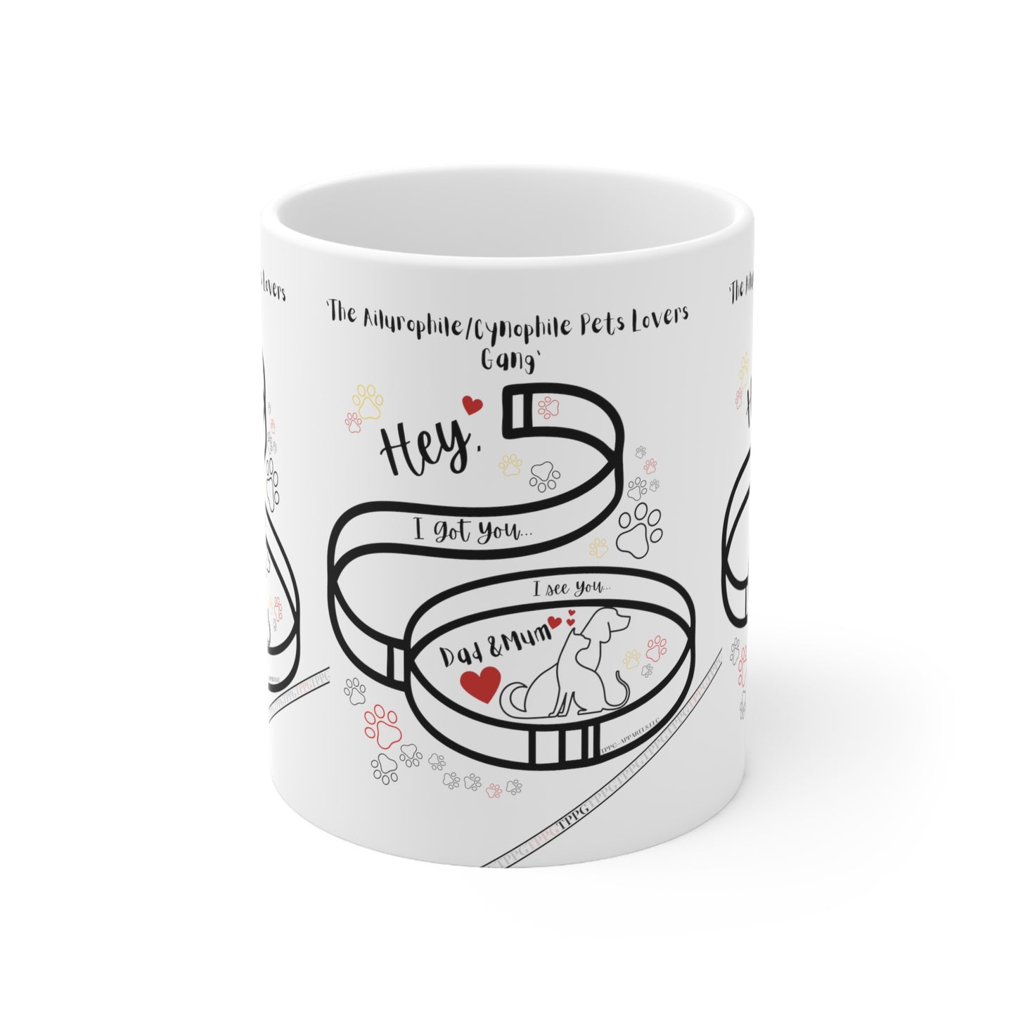 White "Ailurophile/Cynophile Lovers" 11oz Ceramic Mug from the 'TPPG-Apparels' Collection