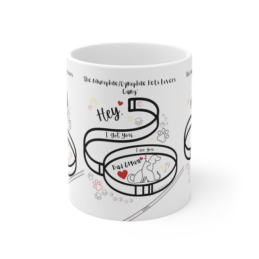 White "Ailurophile/Cynophile Lovers" 11oz Ceramic Mug from the 'TPPG-Apparels' Collection