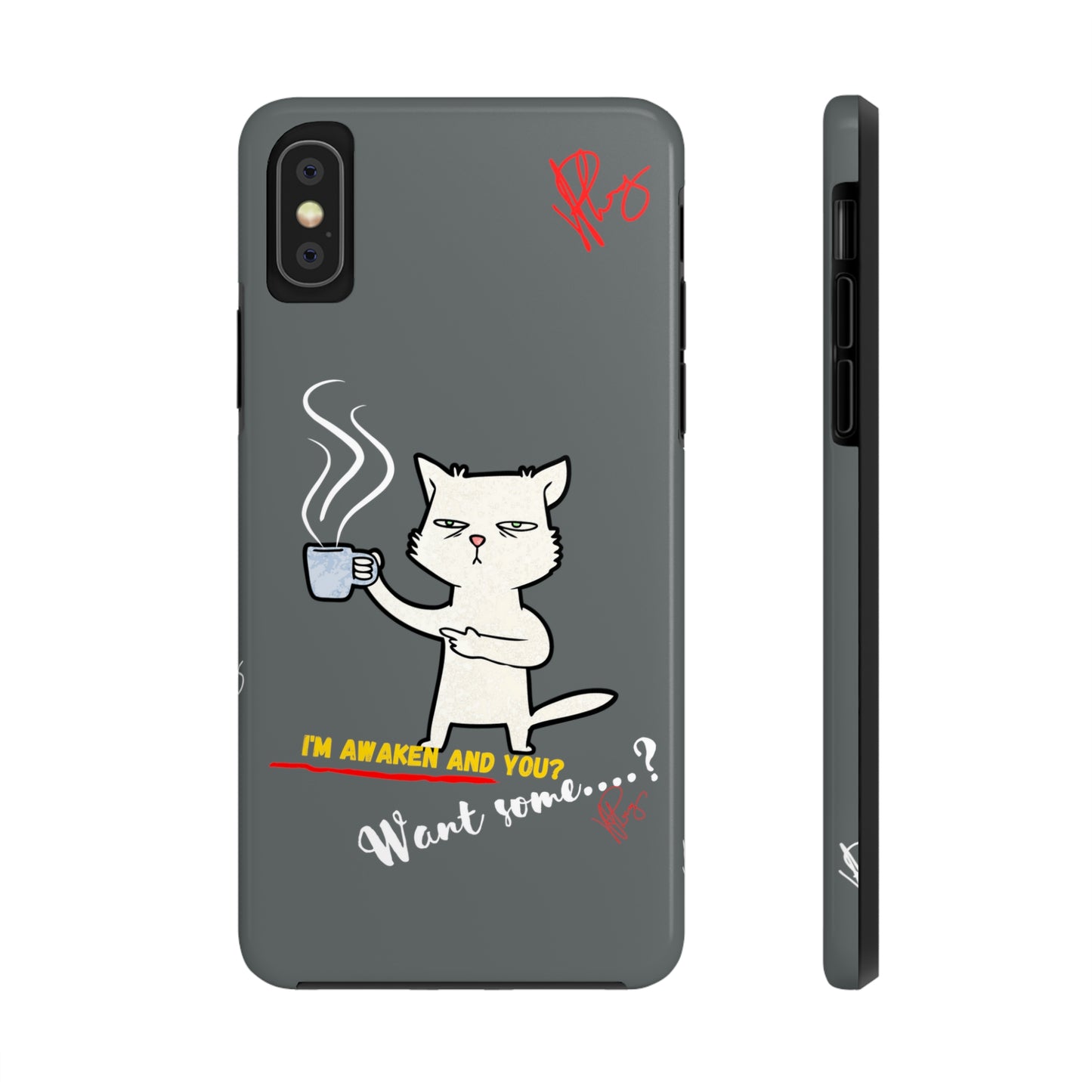 Another Lovely Grey - Cutie "Coffee Cat" Pet Design Verision from the 'TPPG Collection' Line carries Several sizes of the "iPhone Series" Tough Phone Cases