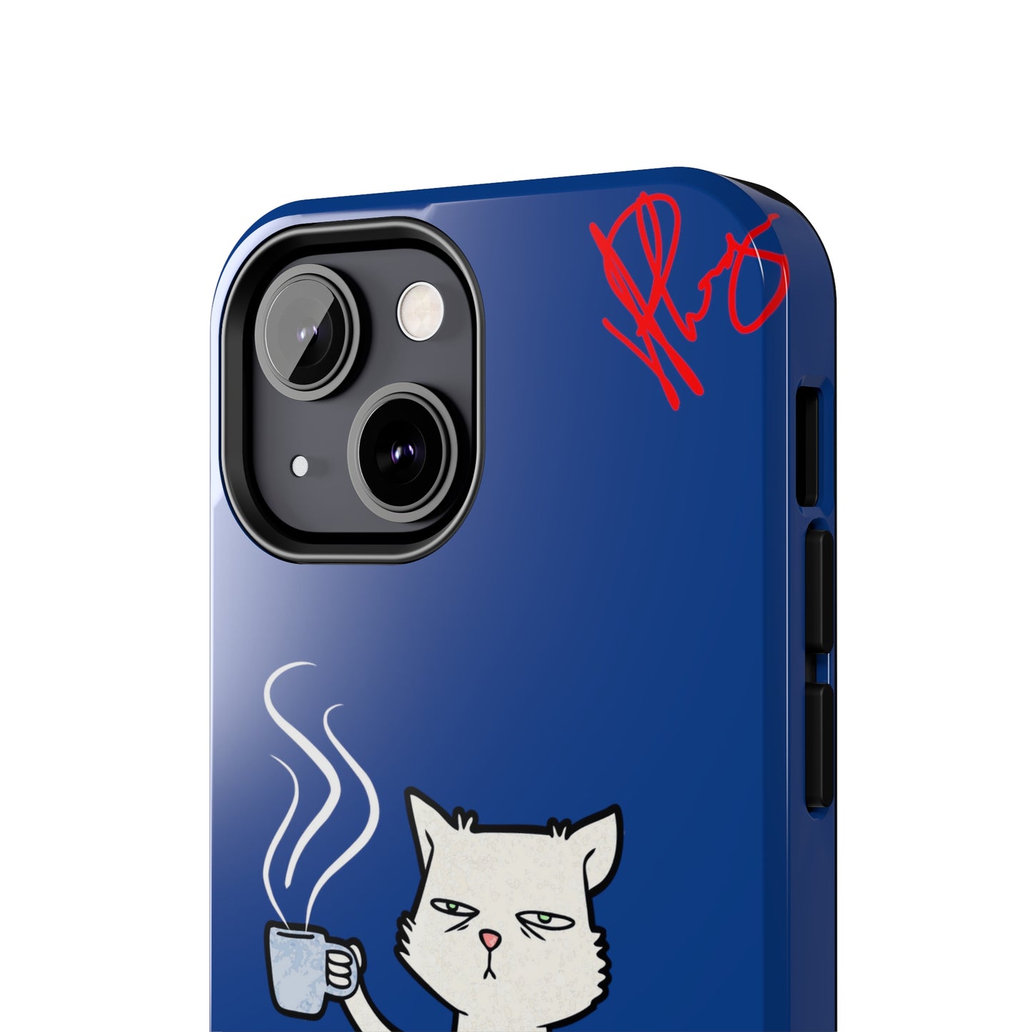 Another Cute "Coffee Cat" Pet Design (in a Simple but Kool Bold Blue & White Base Color) Verision from the 'TPPG Collection' Line carries Several sizes of the "iPhone Series" Tough Phone Cases