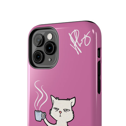 Cutie "Coffee Cat" Pet Design (in a Simple but Kool Tone Pink Base Color) Verision from the 'TPPG Collection' Line carries Several sizes of the "iPhone Series" Tough Phone Cases