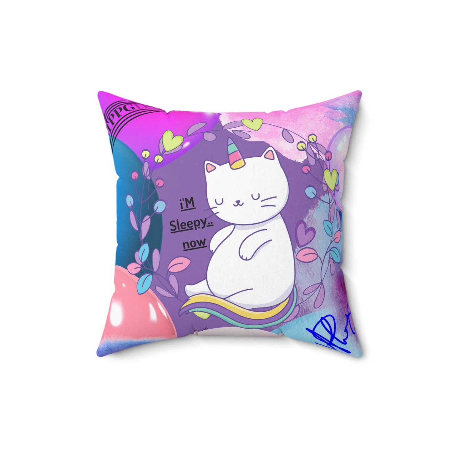 (Children) Spun Polyester ('1 side') Square Pillow (4 sizes-Lt. Purple Bgd) - By: "TPPG KIds Collection"