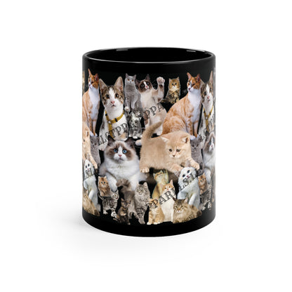 Black Glossy Finish 11oz Coffee/Tea Mug - from the 'TPPG-Apparels'  "Cats" Collection