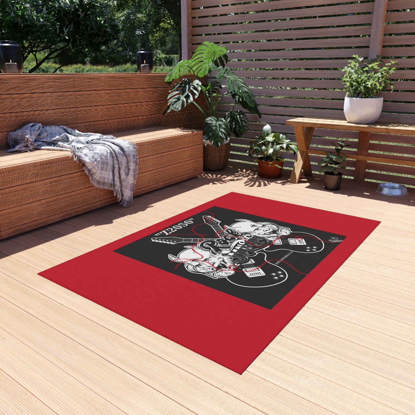 Durable Non-Slip Red/Black Outdoor Rug/Carpet from "TPPG Z2050 Rock Collection"