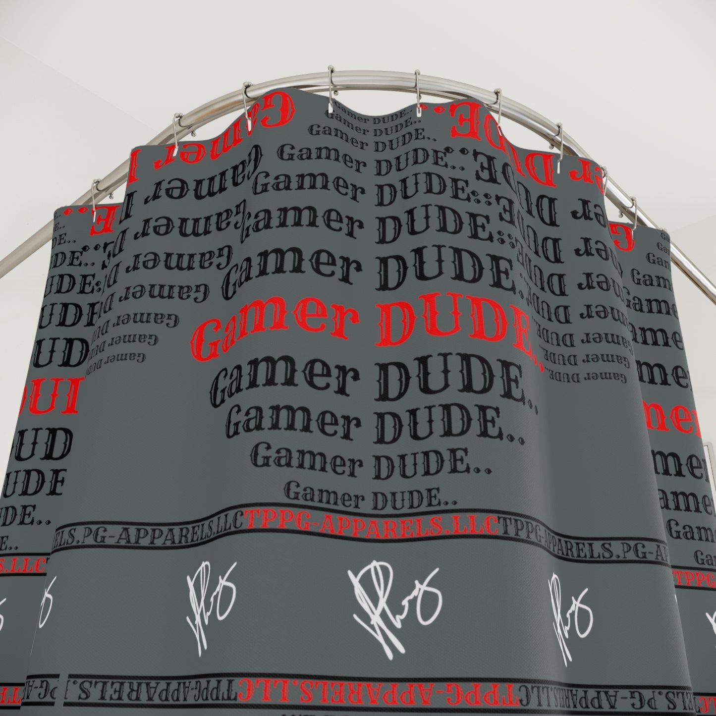 This Sleek "Gamer" Polyester Designer Style/ "TPPG-Apparels" Brand Shower Curtain