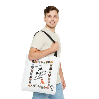 Our lovely & fun 3 sizes -White "Pet Lovers/Ailurophile" Brand -front facing Style Design Tote Bag from the 'TPPG-Apparel' Brand Collection