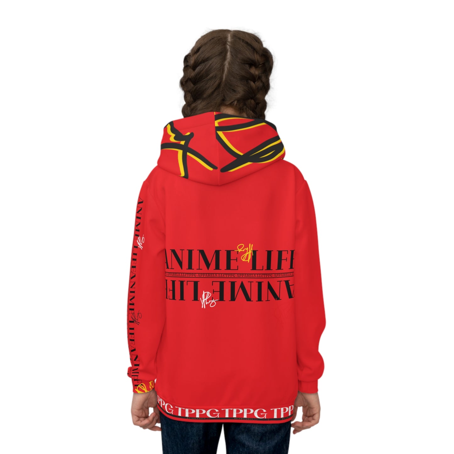 Children's (Cherry Red/Yellow) "TPPG Anime & Logo" Hoodie in 6 sizes