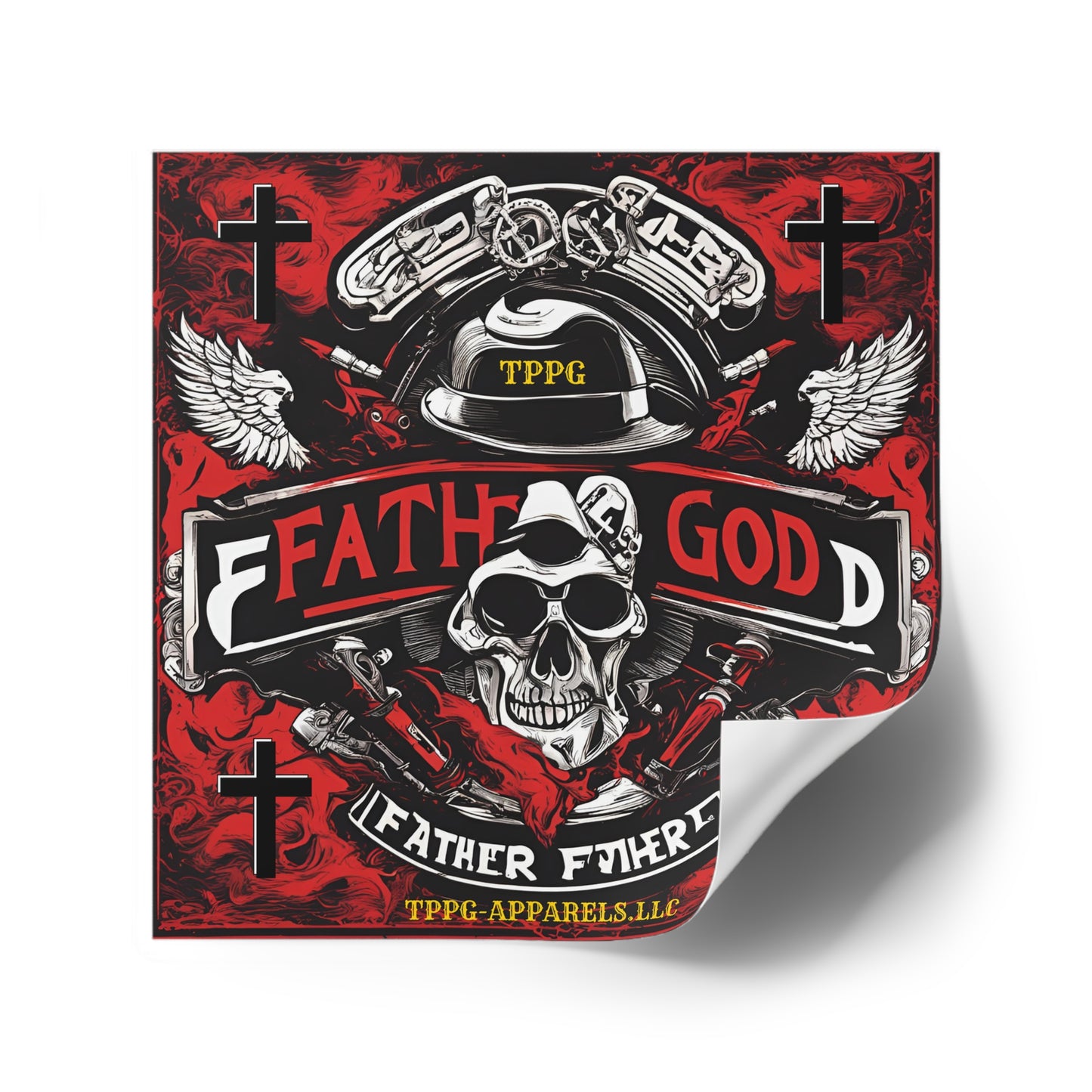 Square "Father God-Biker/Motorcycle" Stickers (Indoor\Outdoor)