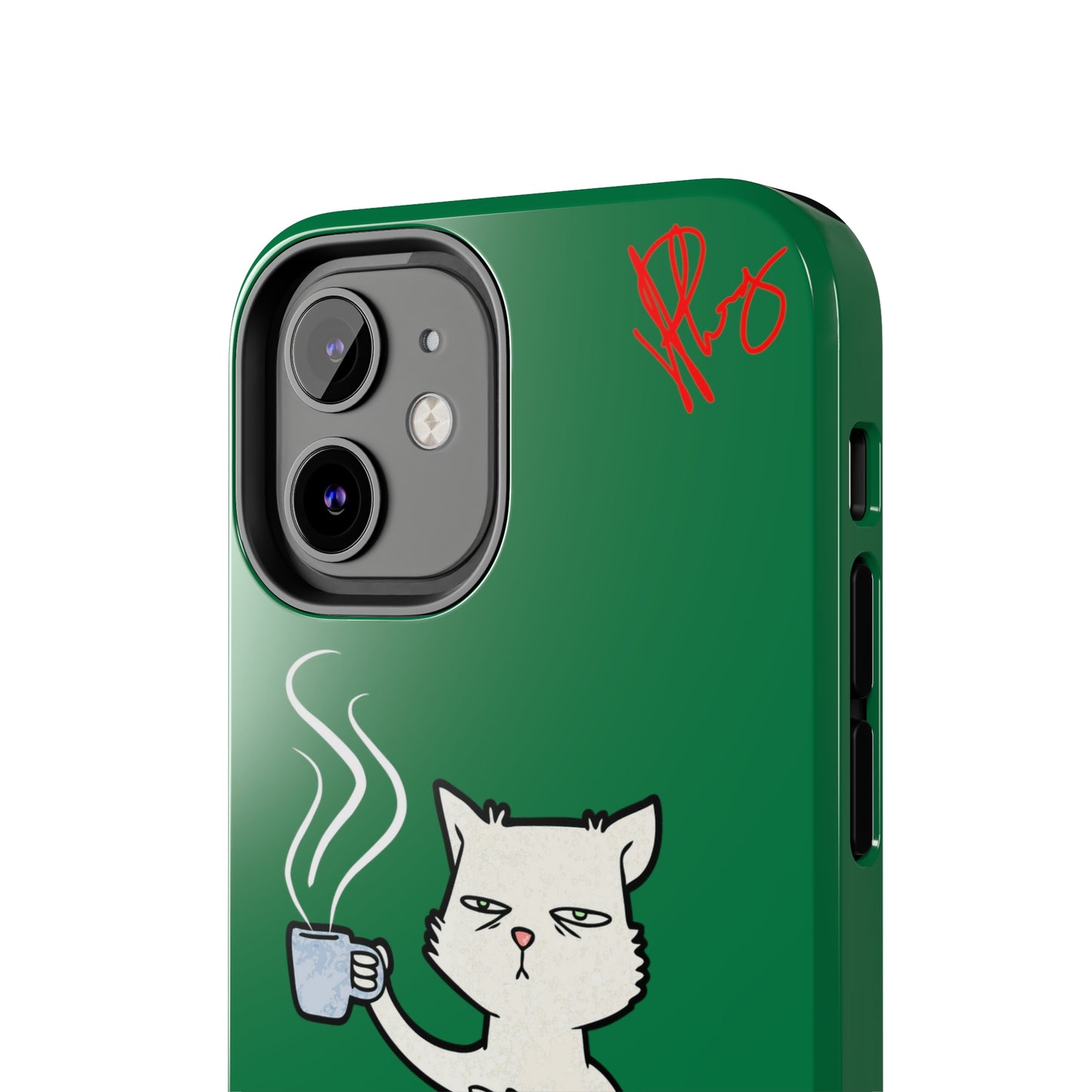 Lovely Forest Green Hue - Cutie "Coffee Cat" Pet Design Verision from the 'TPPG Collection' Line carries Several sizes of the "iPhone Series" Tough Phone Cases