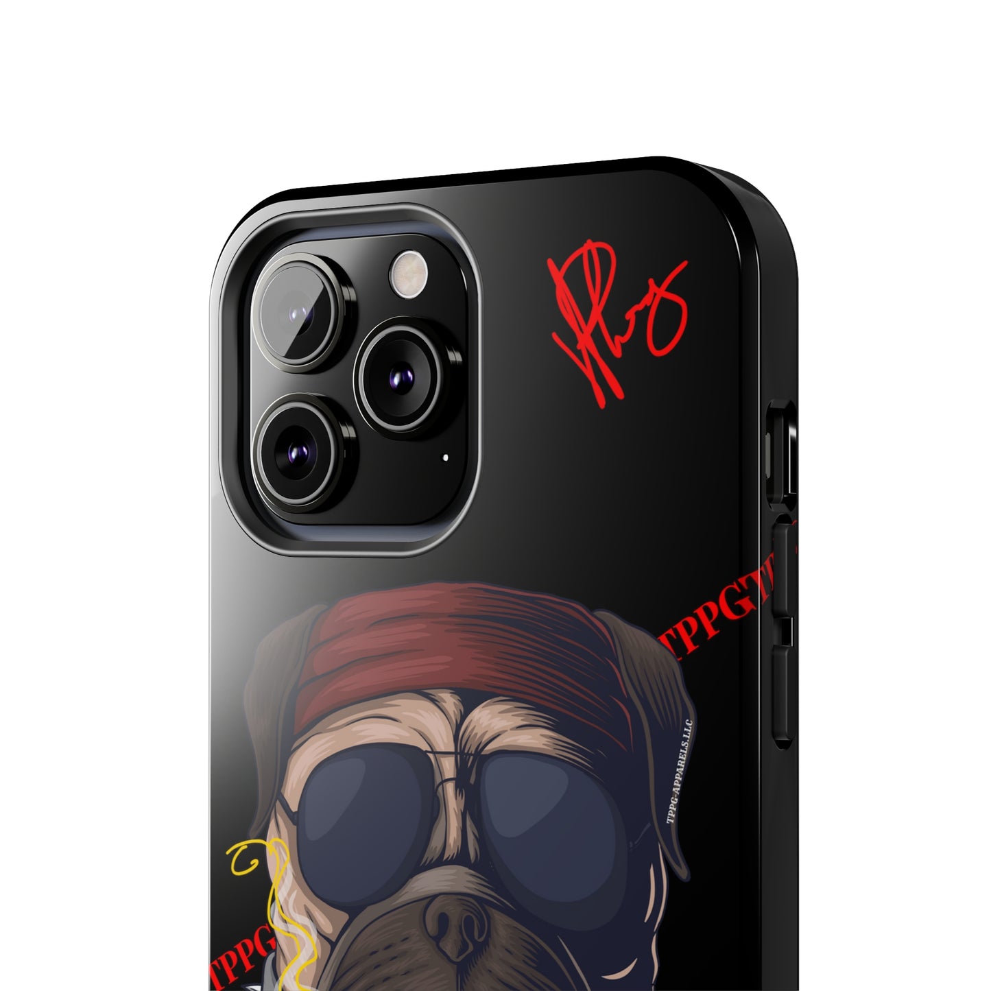 This Tough Design of A "Ruff Rider" with a Black Base Color - Cute Pet Design for Dog Owners Verision from the 'TPPG Collection' Line carries Several sizes of the "iPhone Series" Tough Phone Cases