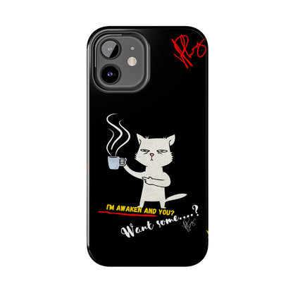 Another Cute "Coffee Cat" Pet Design (in a Simple but Bold Black & White Base Color) Verision from the 'TPPG Collection' Line carries Several sizes of the "iPhone Series" Tough Phone Cases