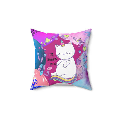 (Toddler/Kid) Spun Polyester Square Pillow (4 sizes-Deep Pink Bgd) - By: "TPPG KIds Collection"