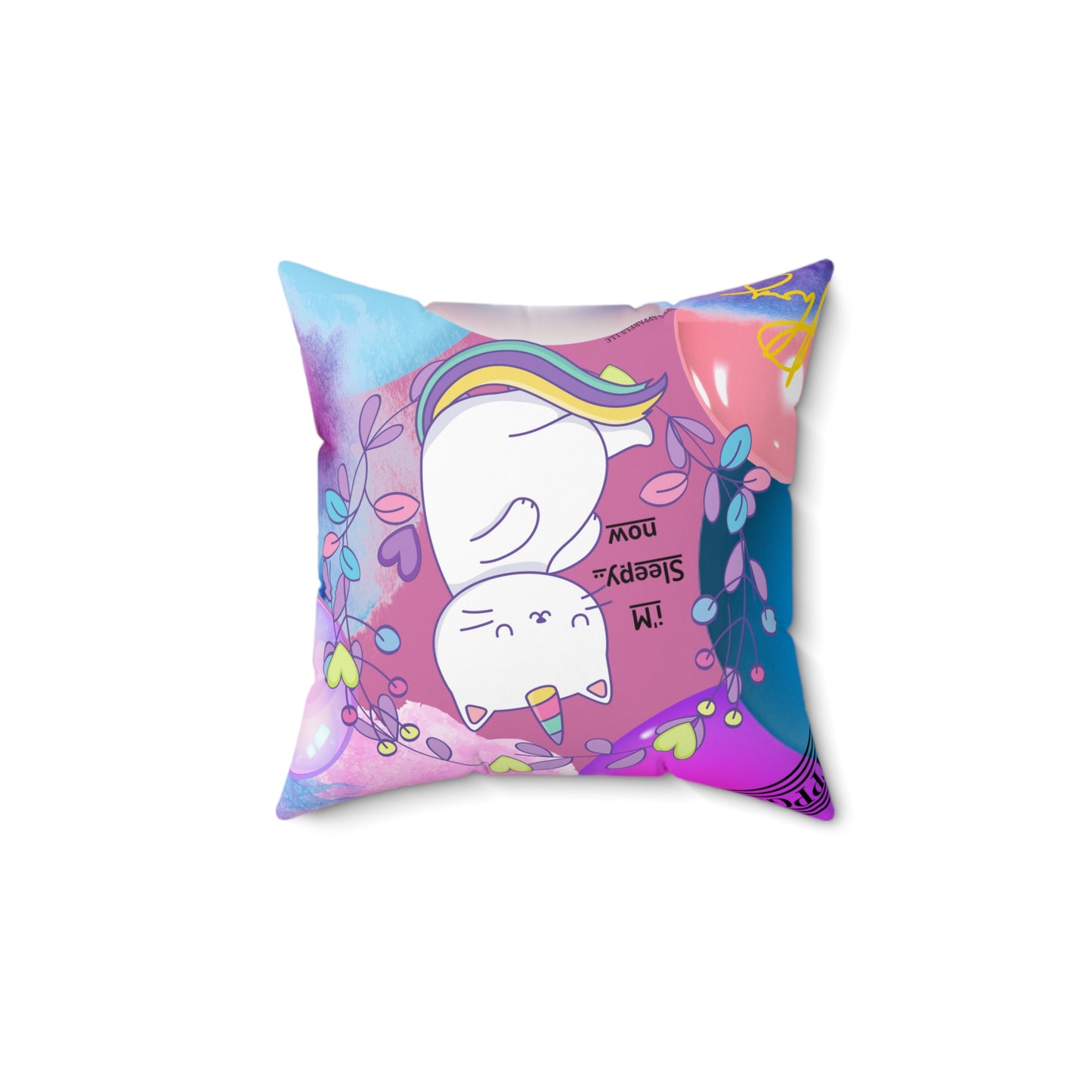 (Toddler/Kid) Spun Polyester Square Pillow (4 sizes-Lt. Pink Bgd) - By: "TPPG KIds Collection"