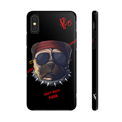 This Tough Design of A "Ruff Rider" with a Black Base Color - Cute Pet Design for Dog Owners Verision from the 'TPPG Collection' Line carries Several sizes of the "iPhone Series" Tough Phone Cases