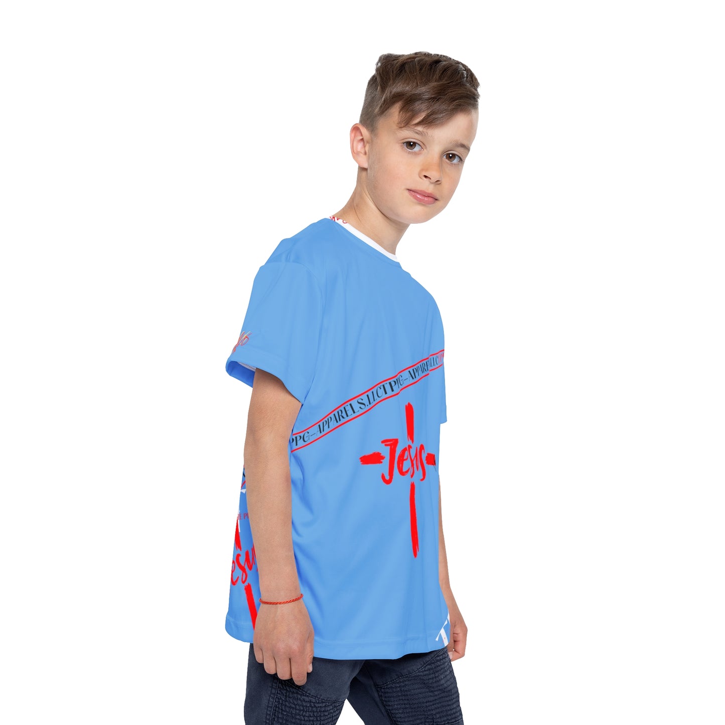 Kids Sport "Jesus Cross" Blue Jersey/Tee-By:"TPPG" Juniors/Kids Collections