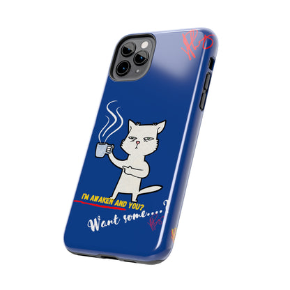 Another Cute "Coffee Cat" Pet Design (in a Simple but Kool Bold Blue & White Base Color) Verision from the 'TPPG Collection' Line carries Several sizes of the "iPhone Series" Tough Phone Cases