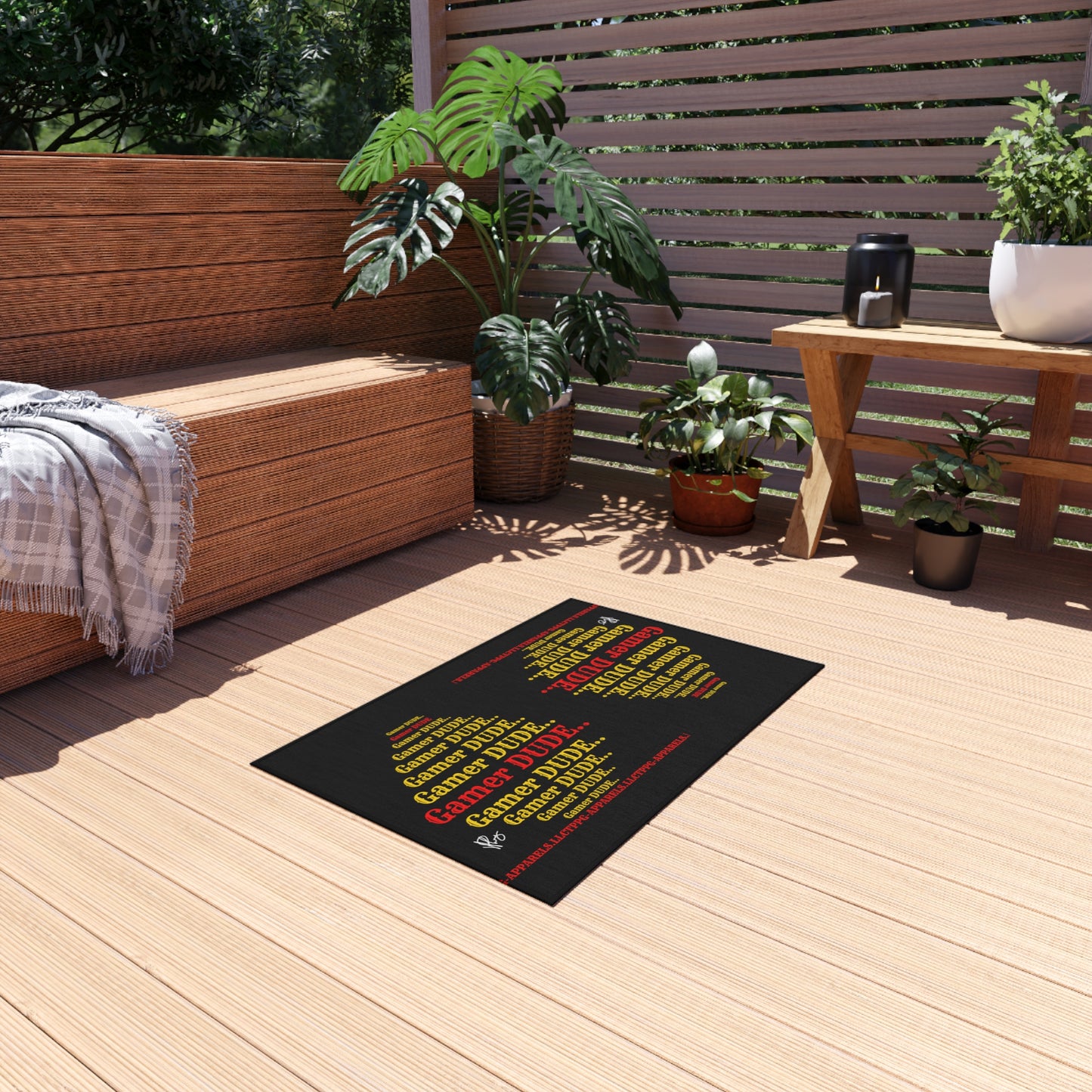 Black Durable & Non-Slip Outdoor Rug-"TPPG Gamer Collection"