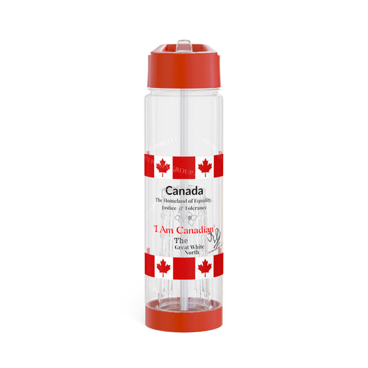 Clear 25oz 'Canada' Style Design.. INFUSER Water Bottle by the "TPPG-Apparels Brand" Canada Collection