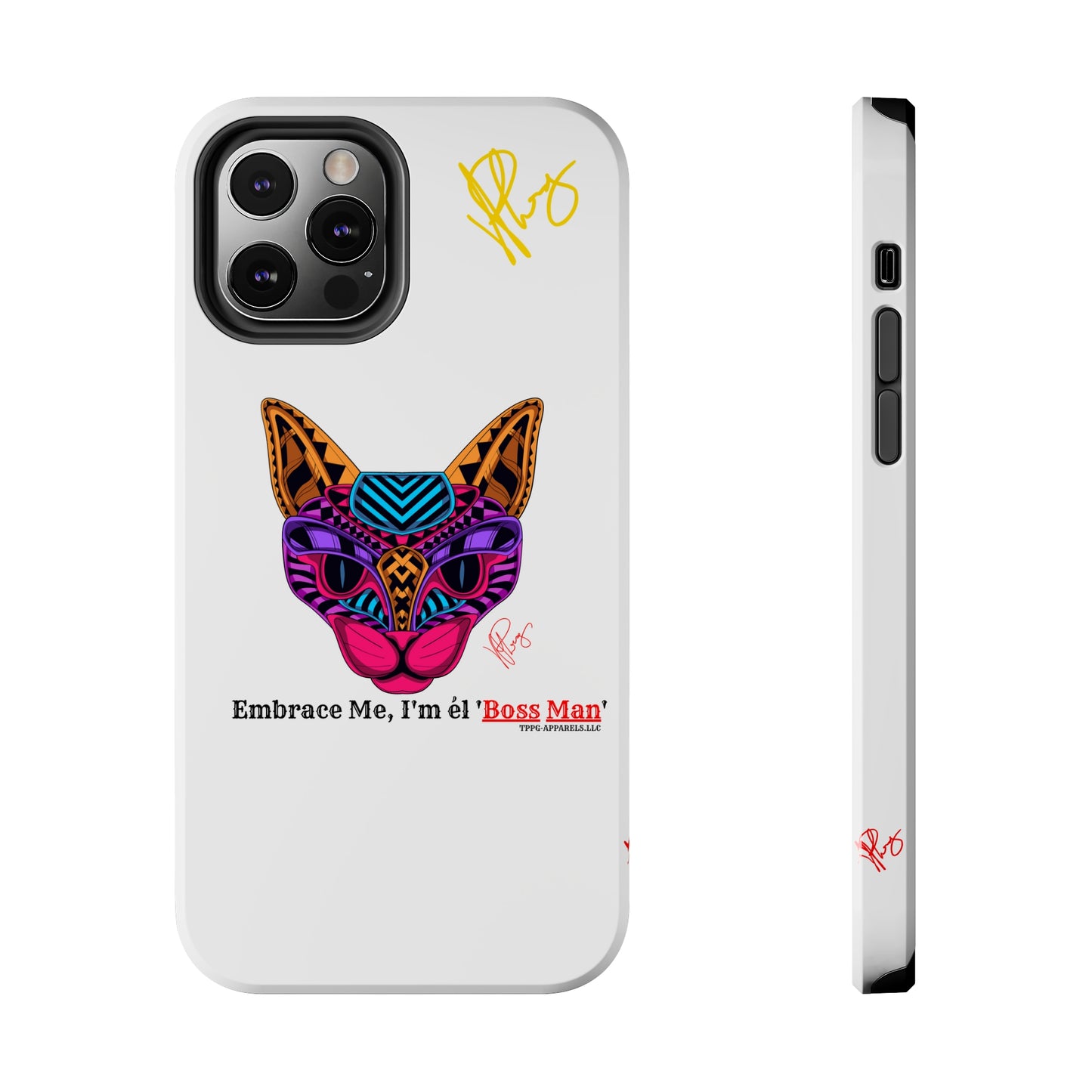 Cat Custom Designs Phone Cases - iPhone/Samsung Galaxy & Google Pixel (Multi-Colored White)