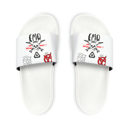 'TPPG-Apparels Brand' White "EMO" custom design for Men / Women's or Children Slide-On Sandals - 7ct  sizes