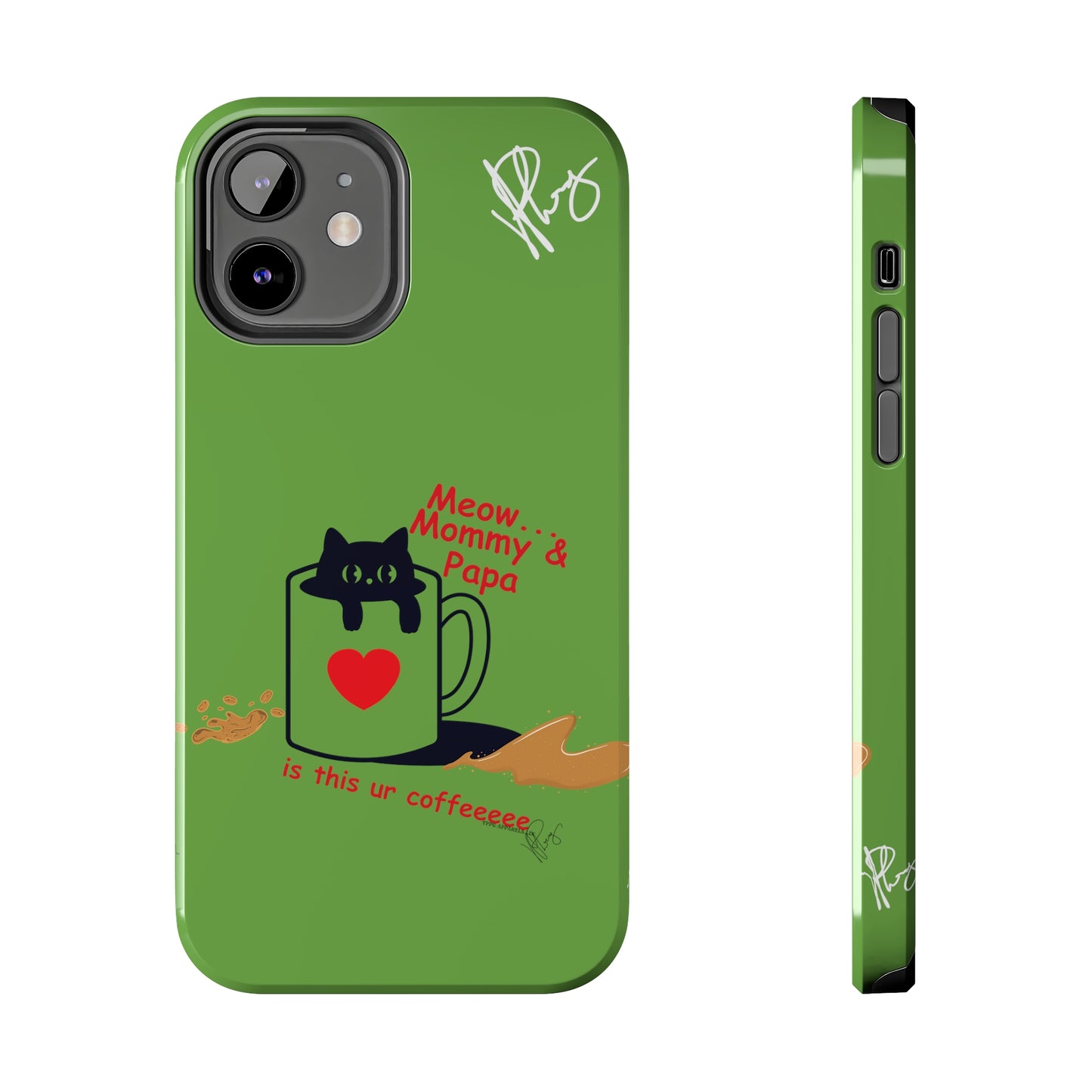 Ok Guys here's another one of our Cutest Coffee Pet Designs (in a Light Green Base Color) Verision from the 'TPPG Collection' Line carries Several sizes of the "iPhone Series" Tough Phone Cases