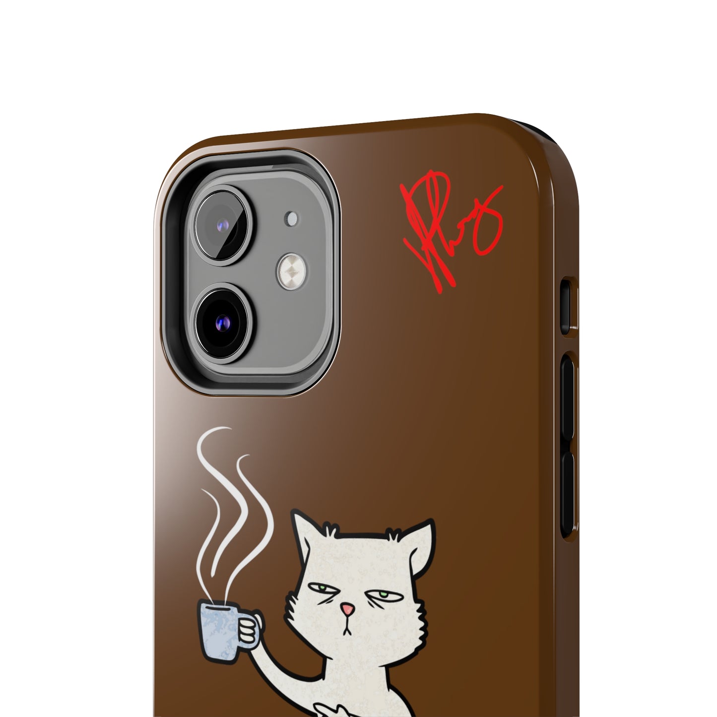 This Lovely Brown Coffee Color Tone - Cutie "Coffee Cat" Pet Design Verision from the 'TPPG Collection' Line carries Several sizes of the "iPhone Series" Tough Phone Cases