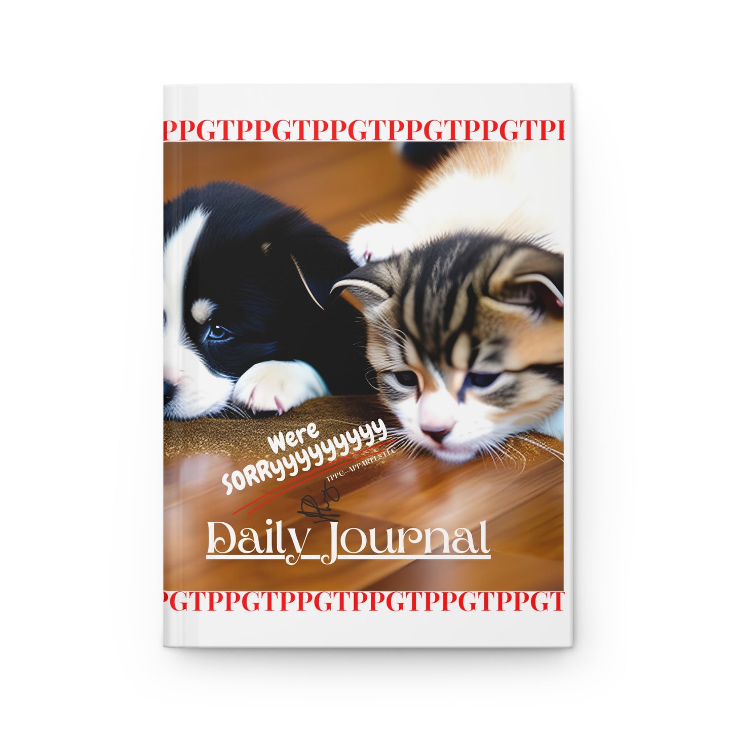 This Lovely 150 Lined pgs/75 Sheets - 'Pet-We're Sorryyyyyyyy' Matte Hardcover Journal from the "TPPG-Apparels"- Pet Collection