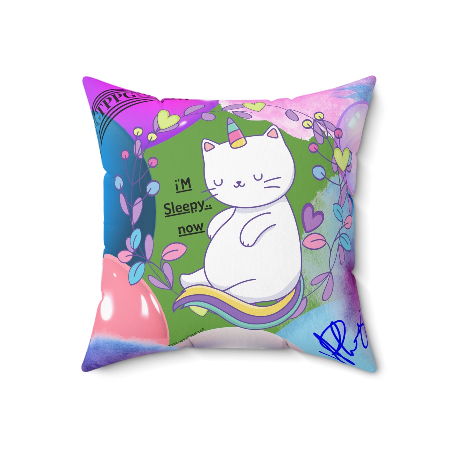 (Children) Spun Polyester ('1 side') Square Pillow (4 sizes-Forest Green Bgd) - By: "TPPG KIds Collection"