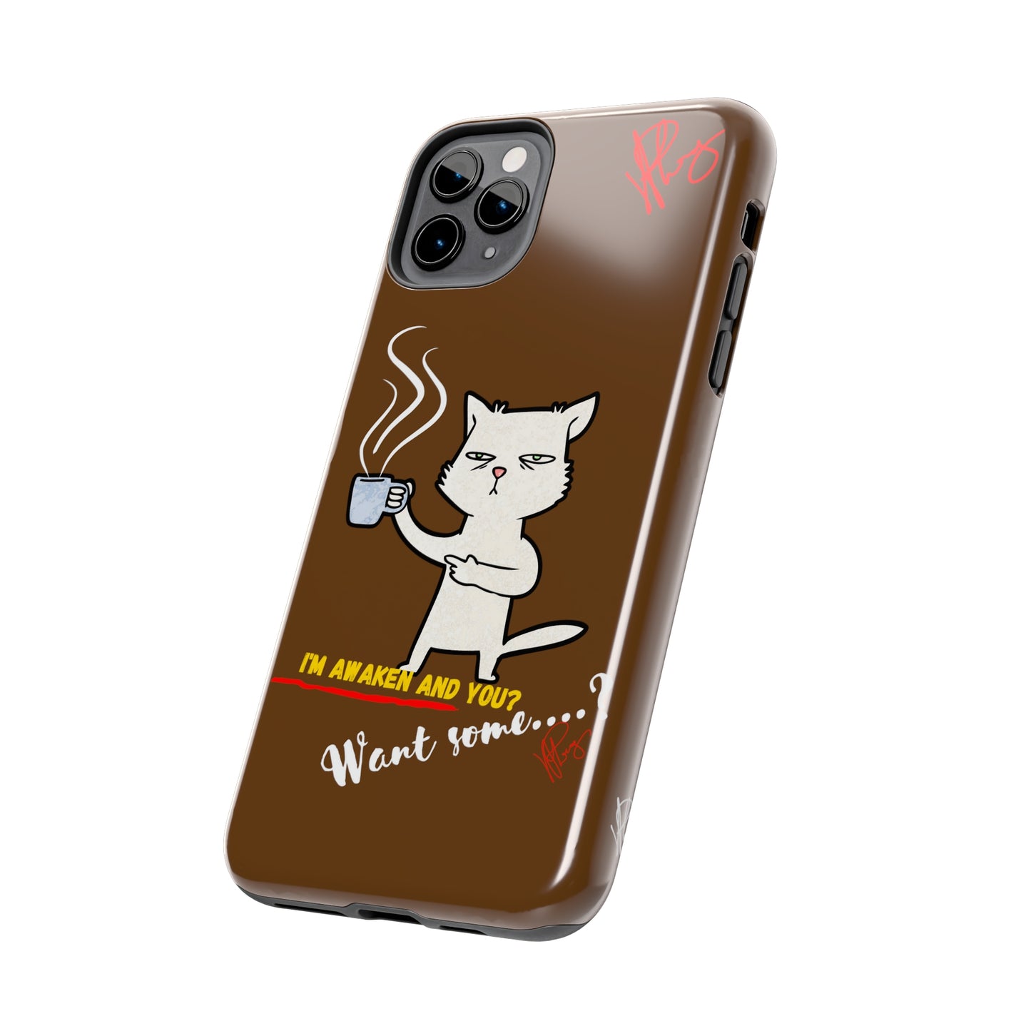 This Lovely Brown Coffee Color Tone - Cutie "Coffee Cat" Pet Design Verision from the 'TPPG Collection' Line carries Several sizes of the "iPhone Series" Tough Phone Cases