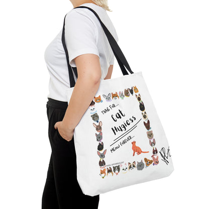 Our lovely & fun 3 sizes -White "Pet Lovers/Ailurophile" Brand -front facing Style Design Tote Bag from the 'TPPG-Apparel' Brand Collection